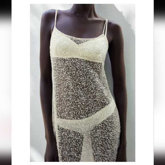 NWOT ZARA BEADED SEQUIN DRESS- SIZE MEDIUM - Picture 5 of 7